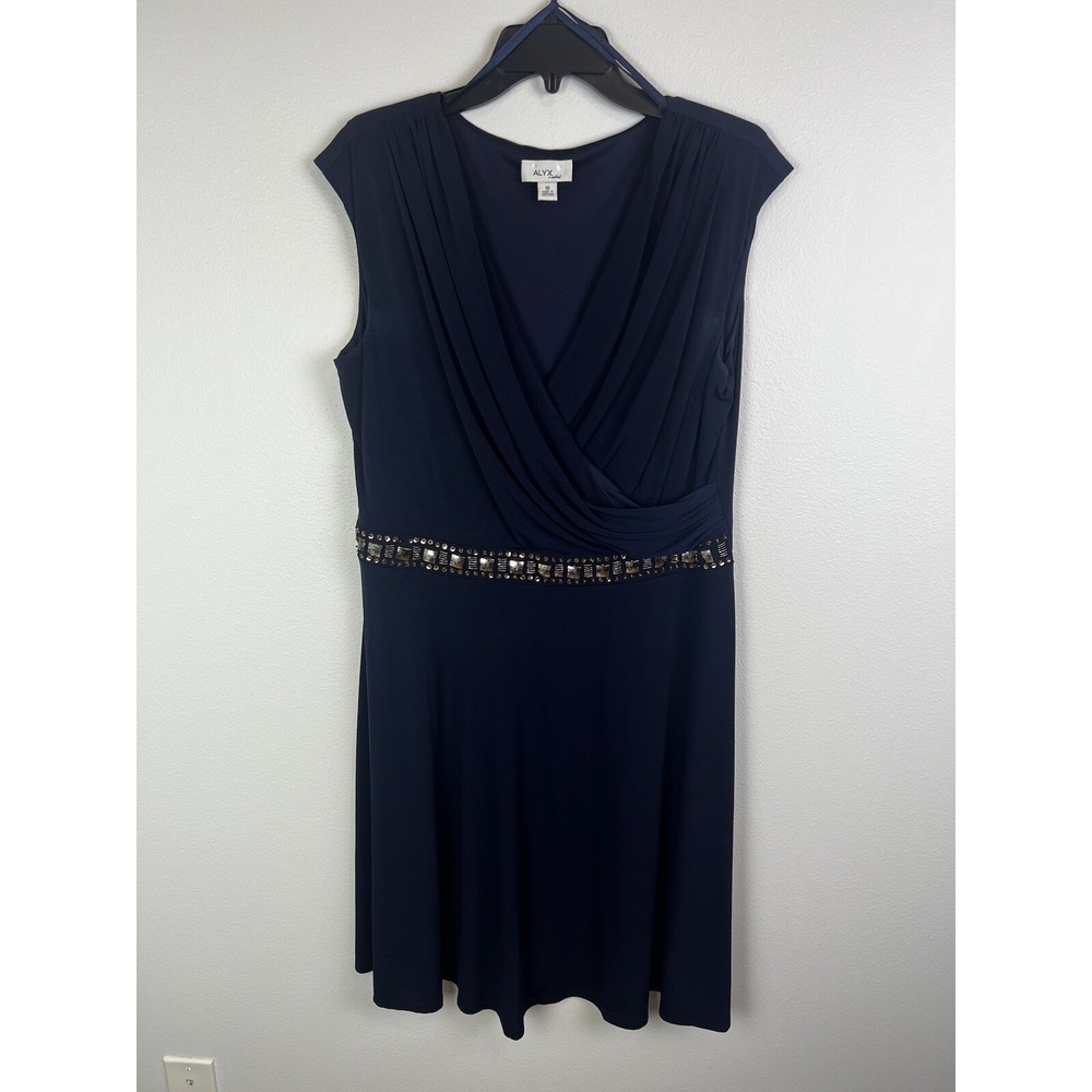 ALYX Limited Navy Blue Dressy Cocktail Sleeveless Dress Sz 16 - Picture 1 of 9